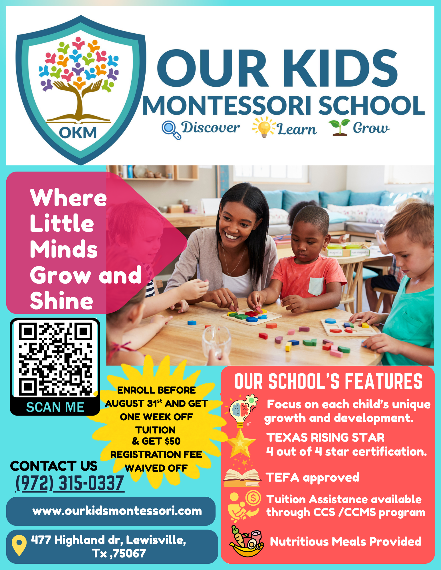 Our Kids Montessori - August enrollment