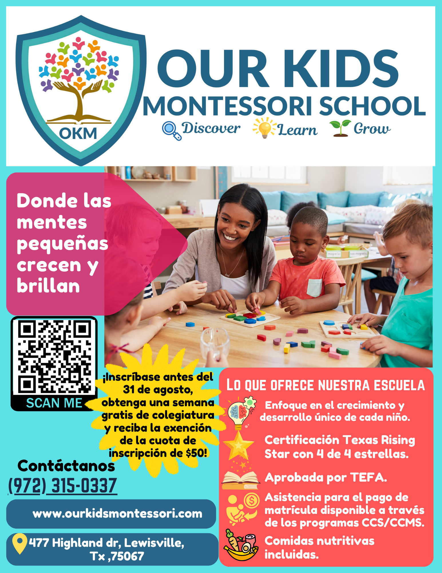 Our Kids Montessori - Inscripcion de agosto